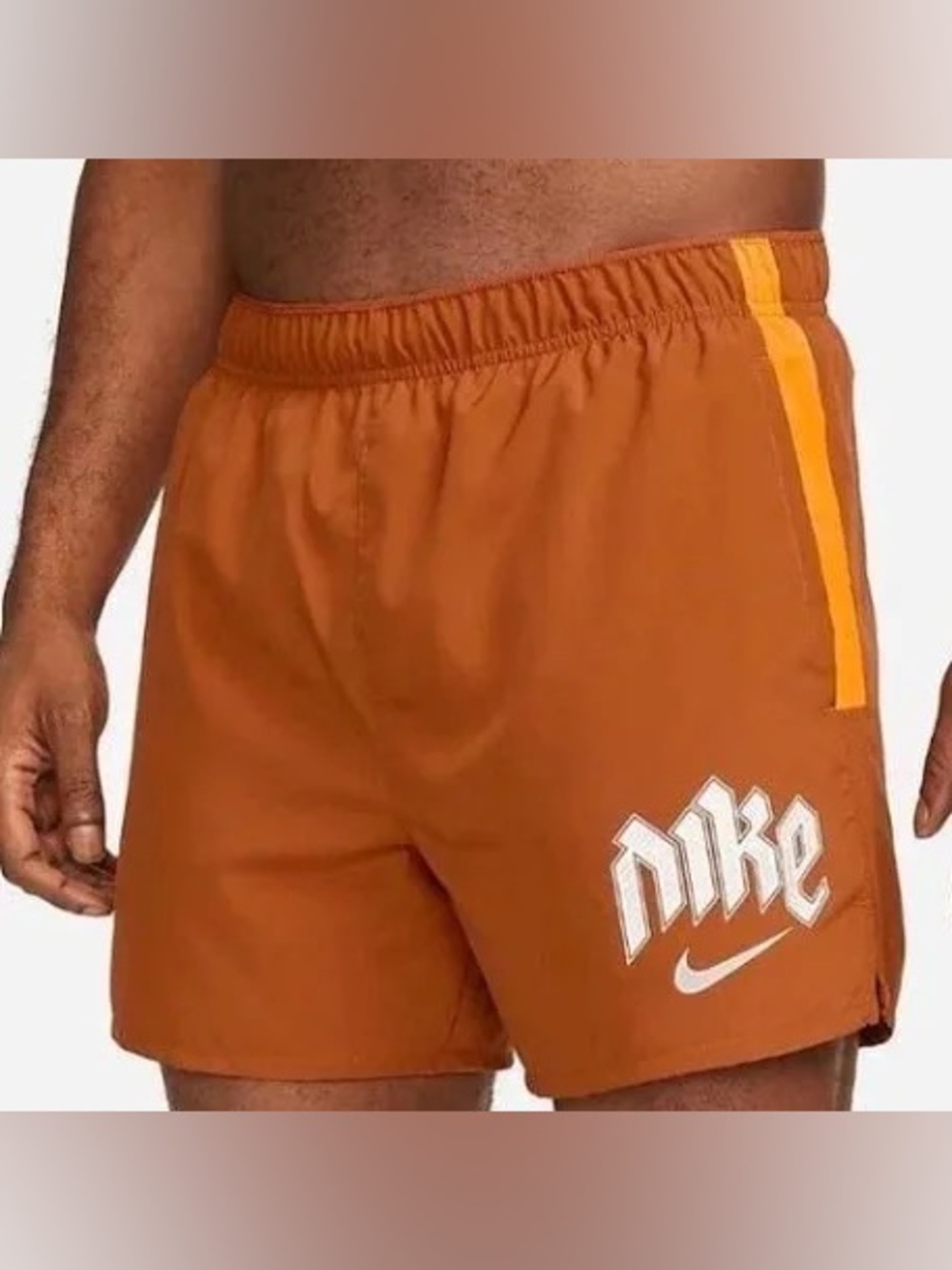 Nike Men’s Rust Orange Athletic Shorts with Side Stripe